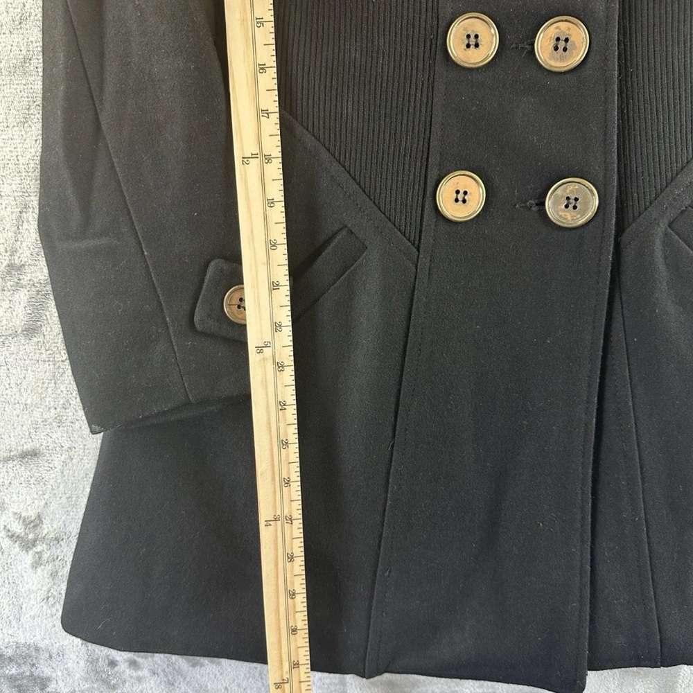 Lovestitch Coat Women's S Black Ribbed Waist Double Breasted - Picture 7 of 11